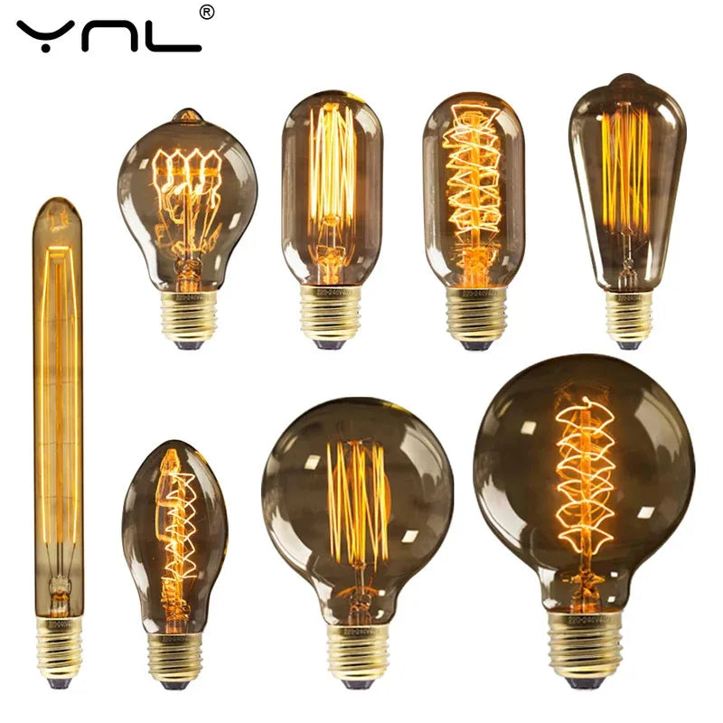 Vintage Edison LED Filament Bulb E27 220V 4W Dimmable Amber Glass ST64 G80 G95 G125 T185 A19 Retro Incandescent Lamp for Home