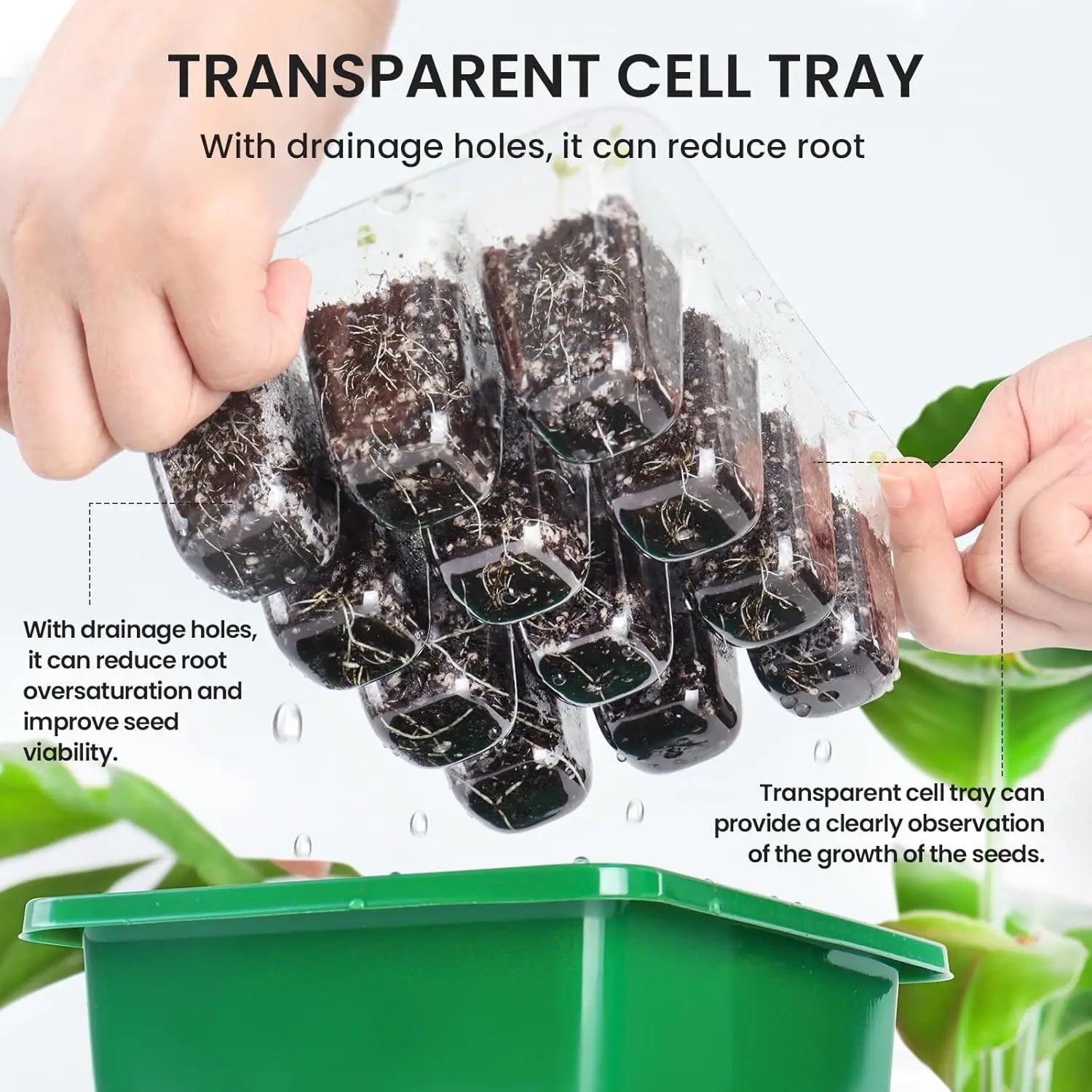 Seed Starter Tray Plant Starter Kit and Base Mini Greenhouse Germination Kit for Seeds Growing Starting