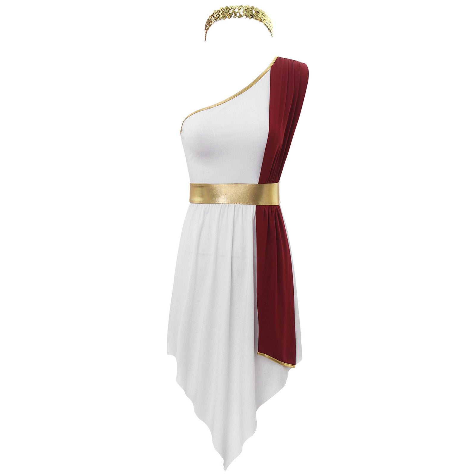Womens Ancient Greek Costume Halloween Greek Princess Deity Queen Cosplay Flowy Tulle Chiffon Toga Dress Carnival Fancy Dress Up