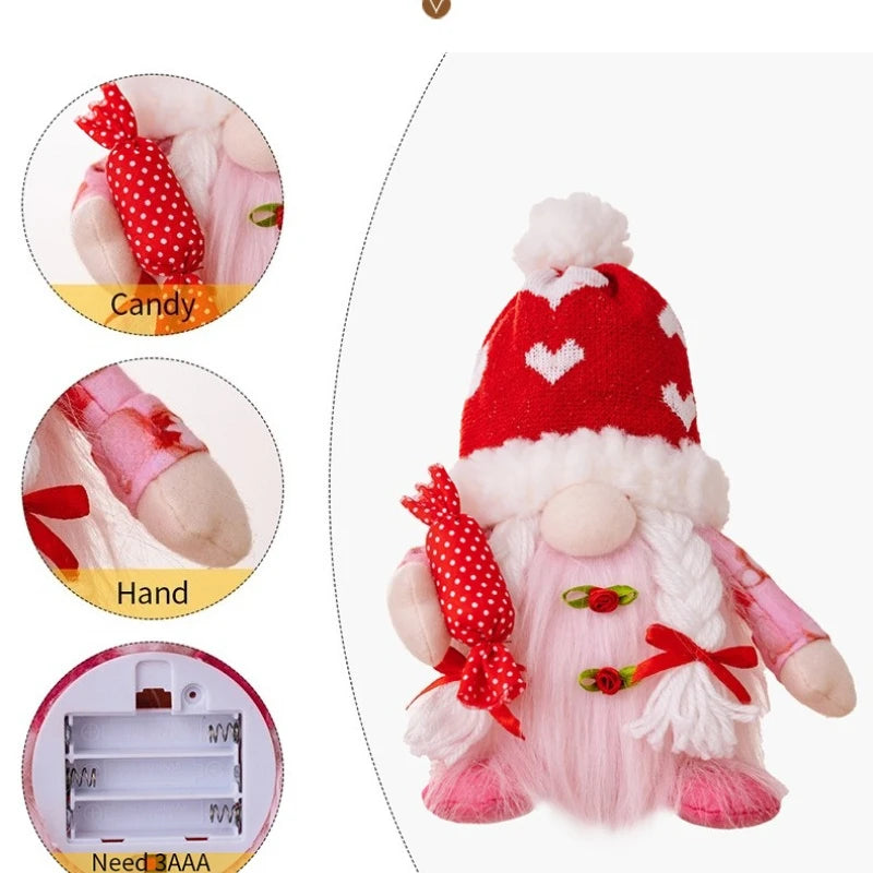 Valentine's Day Decorations Glowing Gnome Faceless Doll Ornaments Plush Knitted Love Faceless Dolls Holiday Party Surprise Gift