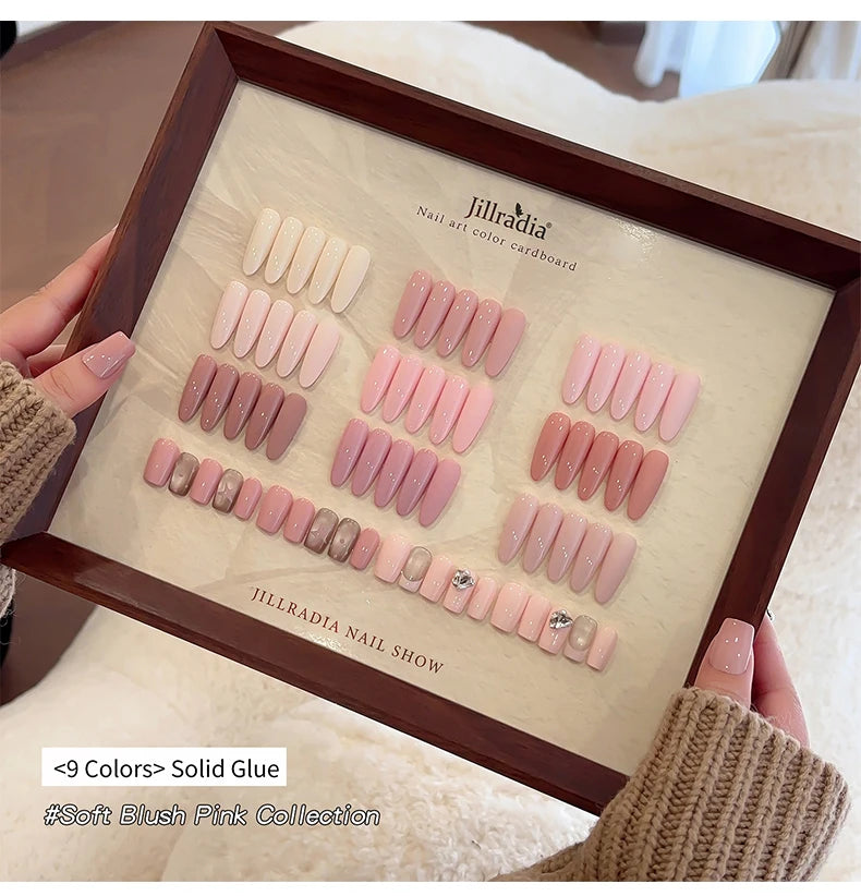 Jillradia 9-Colors New Popular Solid Gel Nail Gel Semi Permanent Nail Art Soaking UV LED Gel Christmas Manicure Gift Nail Salon