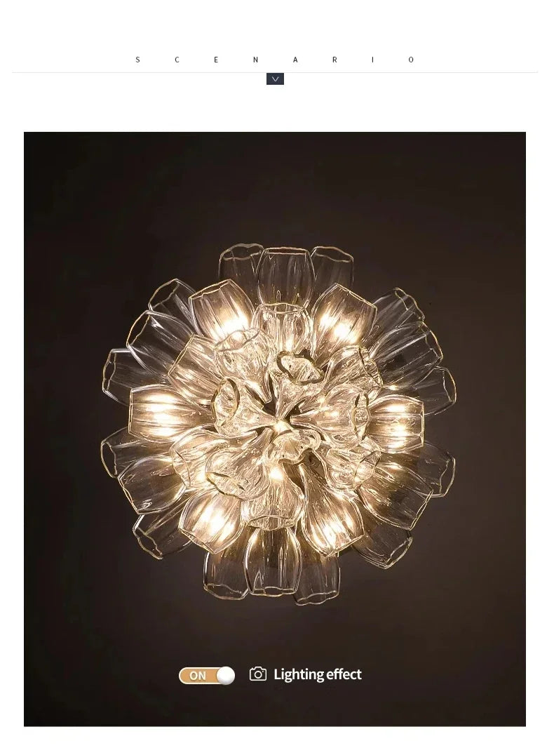 Italian Creative Petal Glass Pendant Lamp Modern Chandelier For Living Room BedroomKitchen Luxury Home Decor Lustre Hanging Lamp