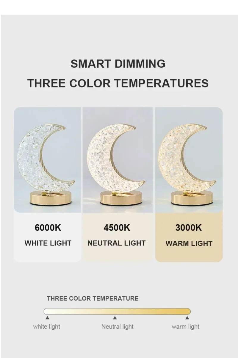 1-2PCS Bedroom 3Color Touch Dimming Night Light Girls Kids Room Home Decor Bedside LED Ambient Table Moon Stars Atmosphere Lamp