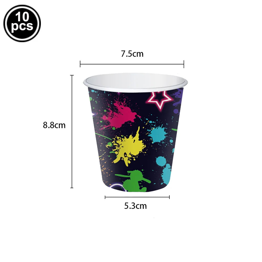 Glow Neon Party Plates Cups Napkins Tablecloth Tableware Neon Birthday Colorful Graffiti Party Decors for Glow Party Neon Party