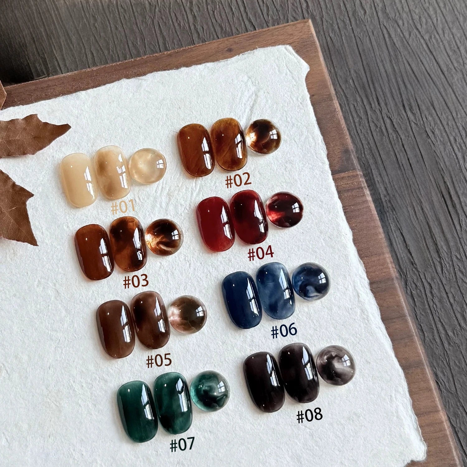 10ML 1-8pcs Autumn Brown Amber Series Jelly Gel Nail Polish Leopard Nails Popular Online Celebrity Ice Clear Caramel Nail Polish