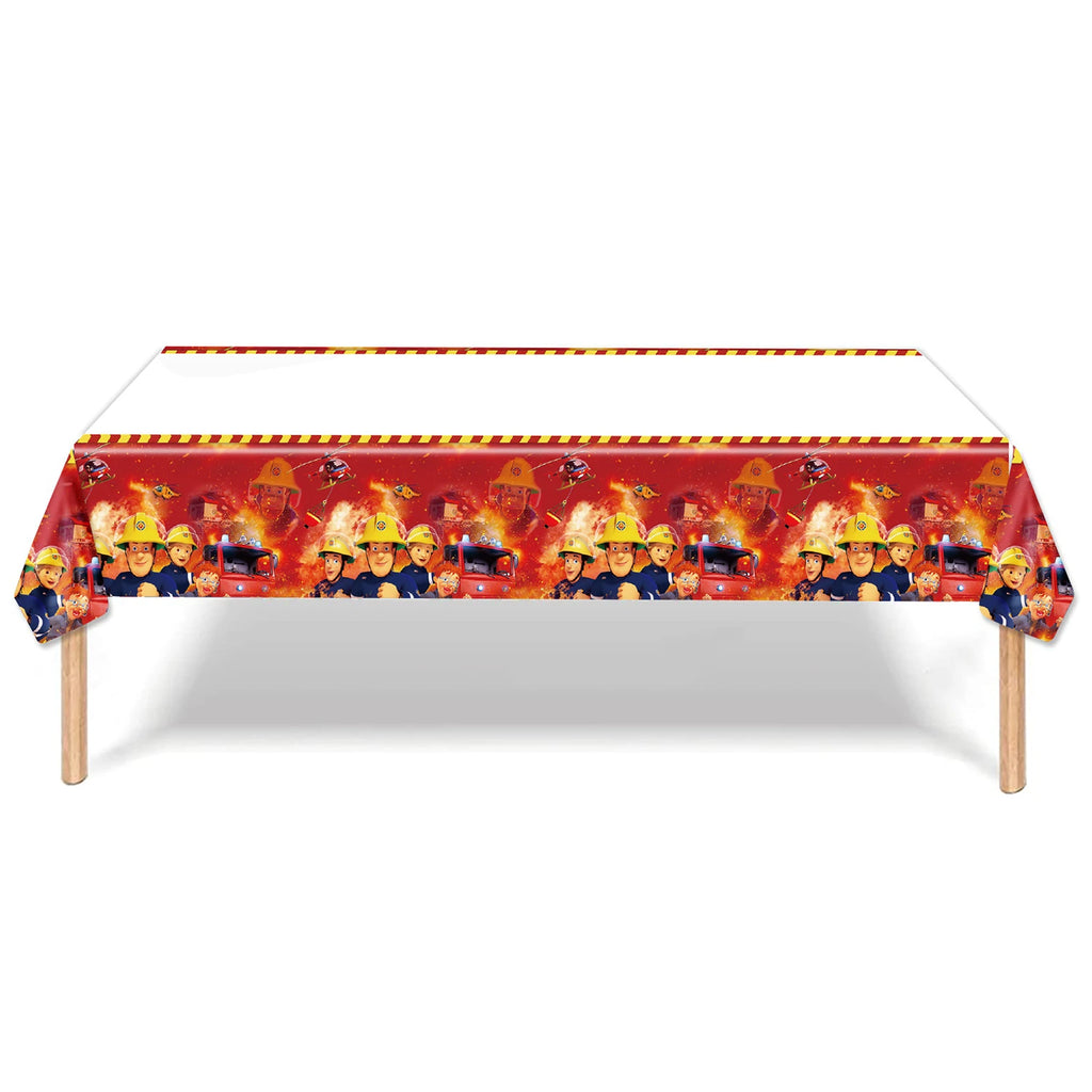 Fireman Sam Party Supplies Disposable Tableware Set Paper Plates Cups Tablecloth Fire Truck Birthday Party Decor Boys Baby Showe