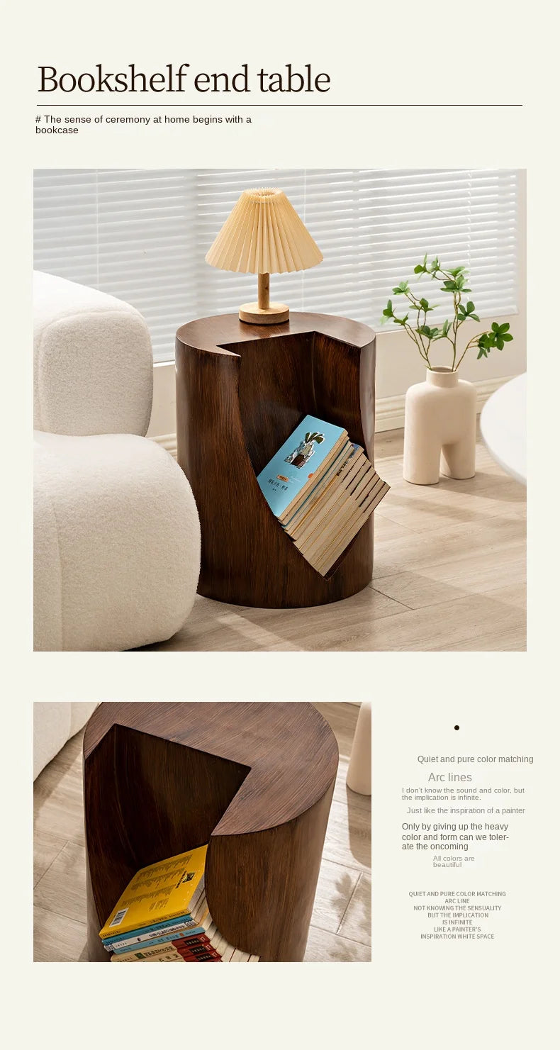 Scandinavian Shoe Bench Simple Creative Stump Side Table Storage Short Bookcase Wabi-sabi Tea Table Net Red Floor Corner Table