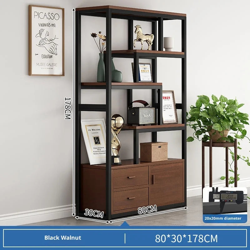 Industrial Iron Bookcase Bookshelf Wall Shelf Storage Cabinet Display Rack Living Room Office Divider Armoires Librero Furniture