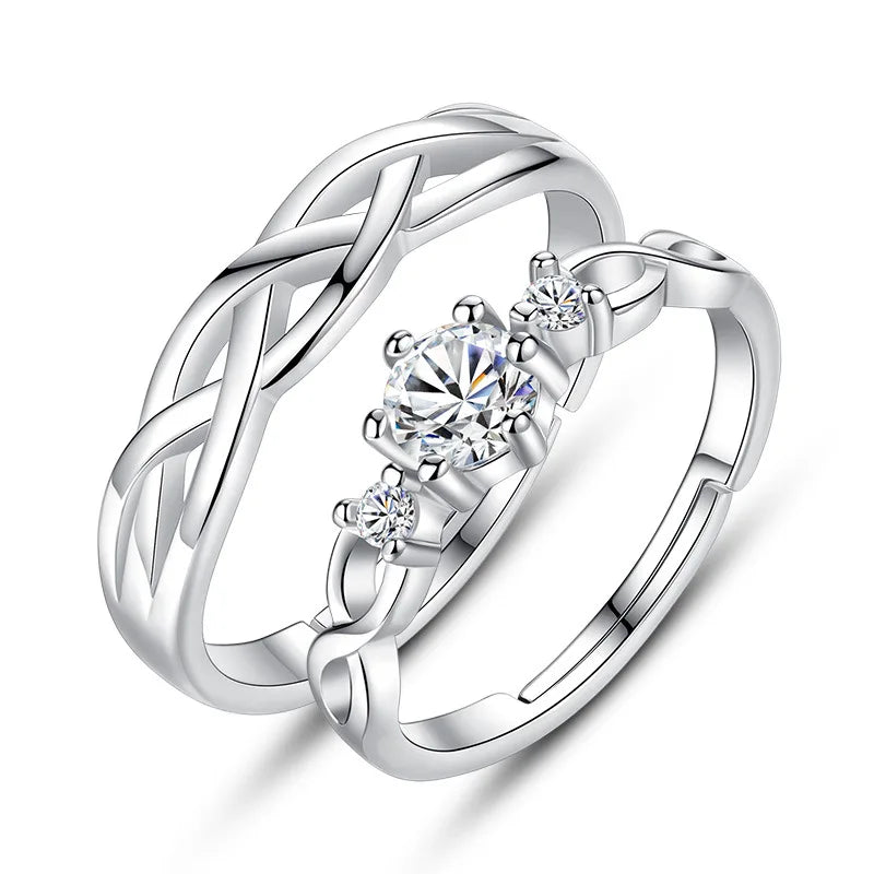 Classic Couple Rings For Men Women CZ Stone Trendy Wedding Lovers' Ring Jewelry Romantic Valentine's Day Present Ring Accessory