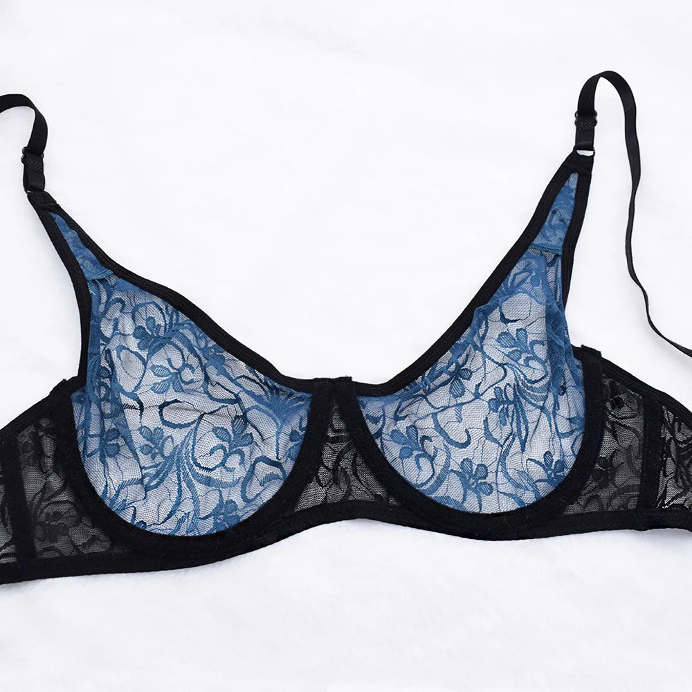 Womens Underwear Lace Bras Underwire BH Hollow Out Embroidery Elegant Casual Sexy Lingerie Tops Plus Size  Brassiere