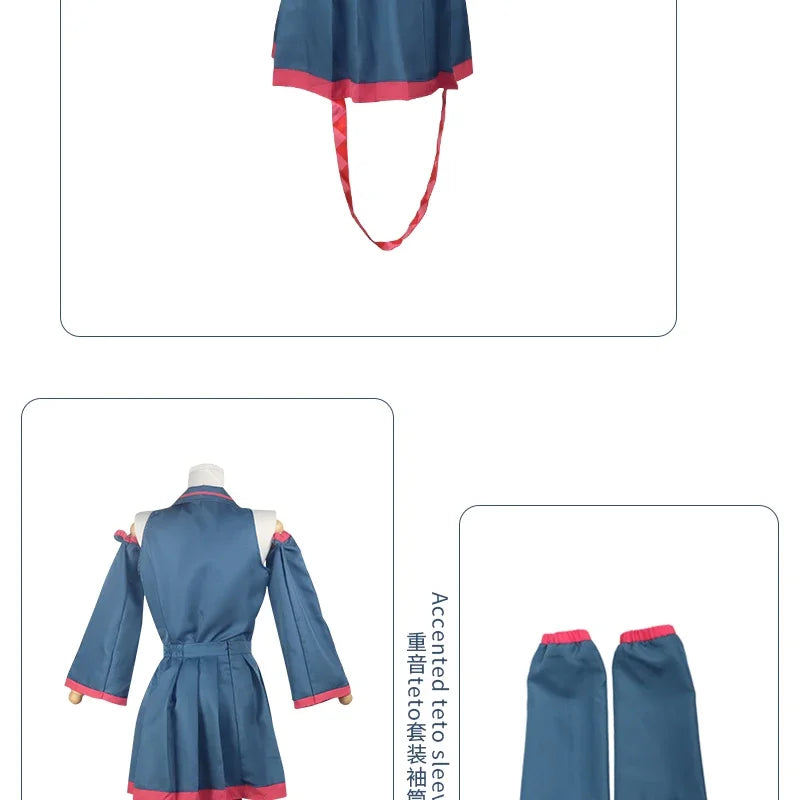 Anime Mikuu kasane Teto Cosplay Costume Women Men Grey Pink Dress Cosplay Halloween Costume Cosplay Made Accessorie props
