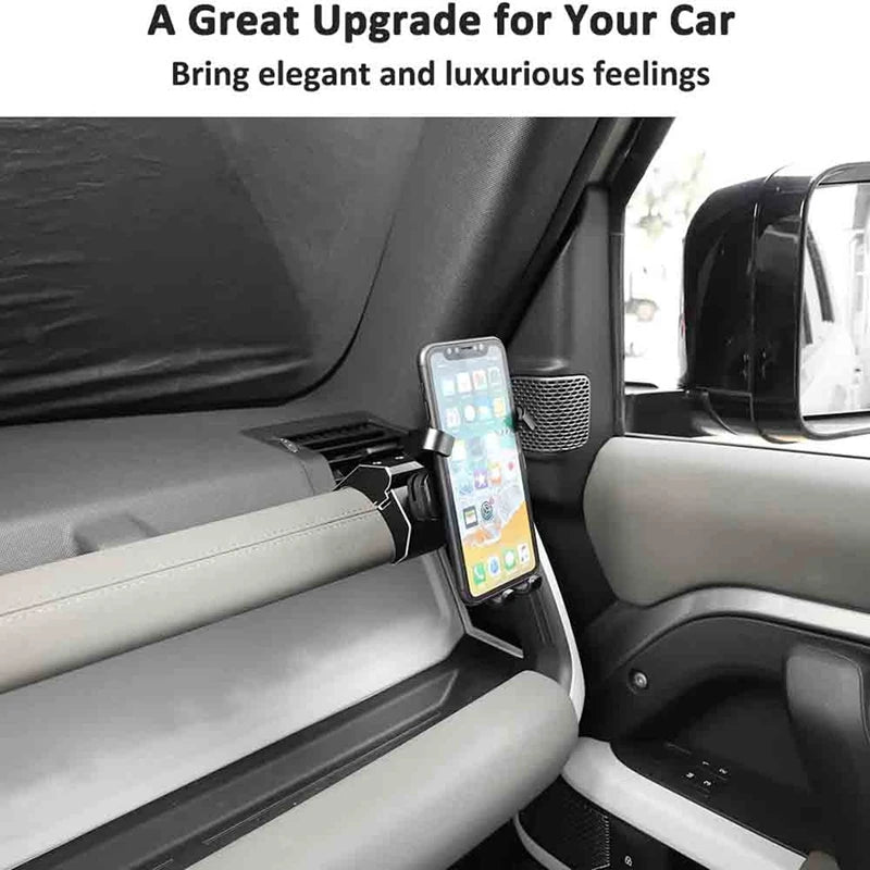 Dashboard Side Phone Holder Mount Aluminum Alloy For Land Rover Defender 90 110 2020 2021 2022 Car Accessories