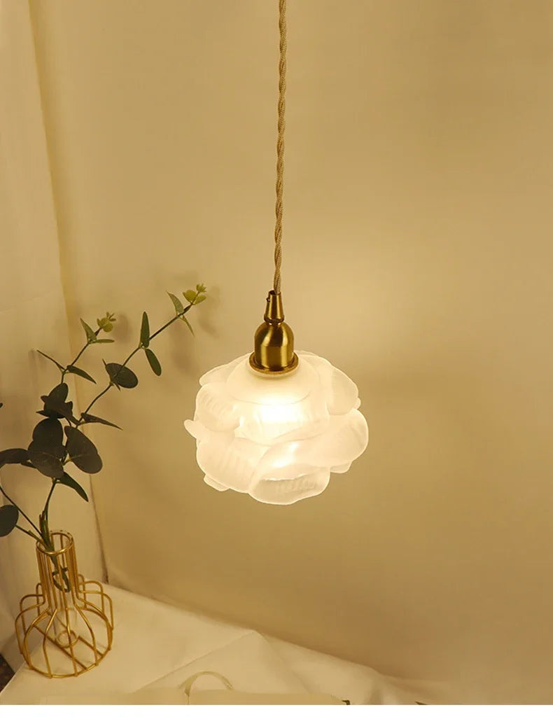 Nordic Rose Pendant Light Lustre Copper LED Ceiling Lights for Living Room Bedroom Dining Room Home Decor Wall Lamp Hanging Lamp