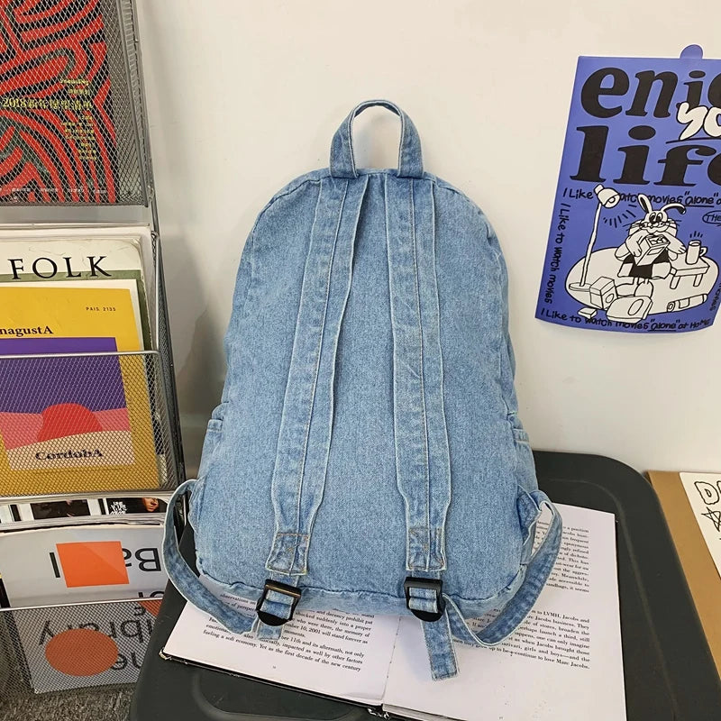 New Men's and Women's Denim Backpack Large Capacity Laptop Bag Travel Backpack College Student Backpack