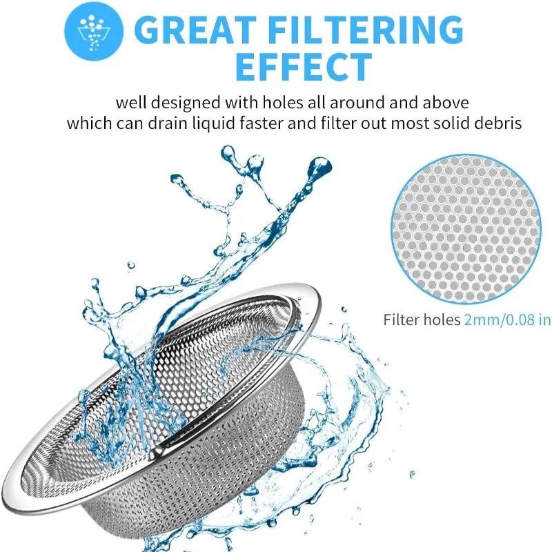 Kitchen Sink Filter Stainless Steel Garbage Food Residue Hair Catcher Sewer Mesh Strainers Bathroom Drain Hole Filter Trap
