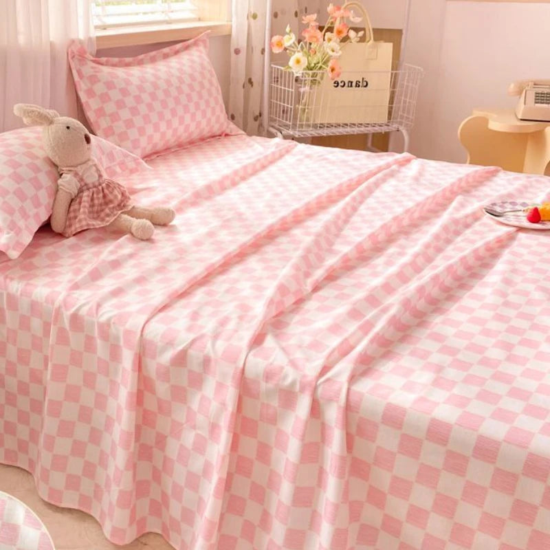 Bed Sheets Plaid Non-slip Comfortable Washed Twin Queen Full Size Nordic Style Universal Bedspread Simple Durable Antibacterial