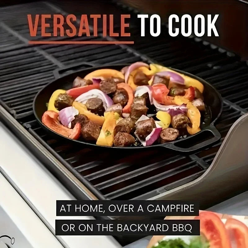Cast Iron Frying Pan Non-stick Pan Pizza Egg Pancake Pot Vegetable Steak Skillet Home Kitchen Flat Pan Omelette Outdoor Cookware