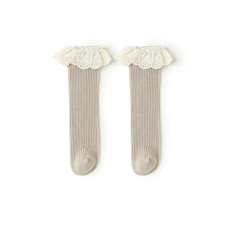 Baby Girls Socks Long Socks Children Kids Princess Lace Ruffle Knee Length Soft Cotton Baby Socks Fashion Kids 0-8 Years Socks