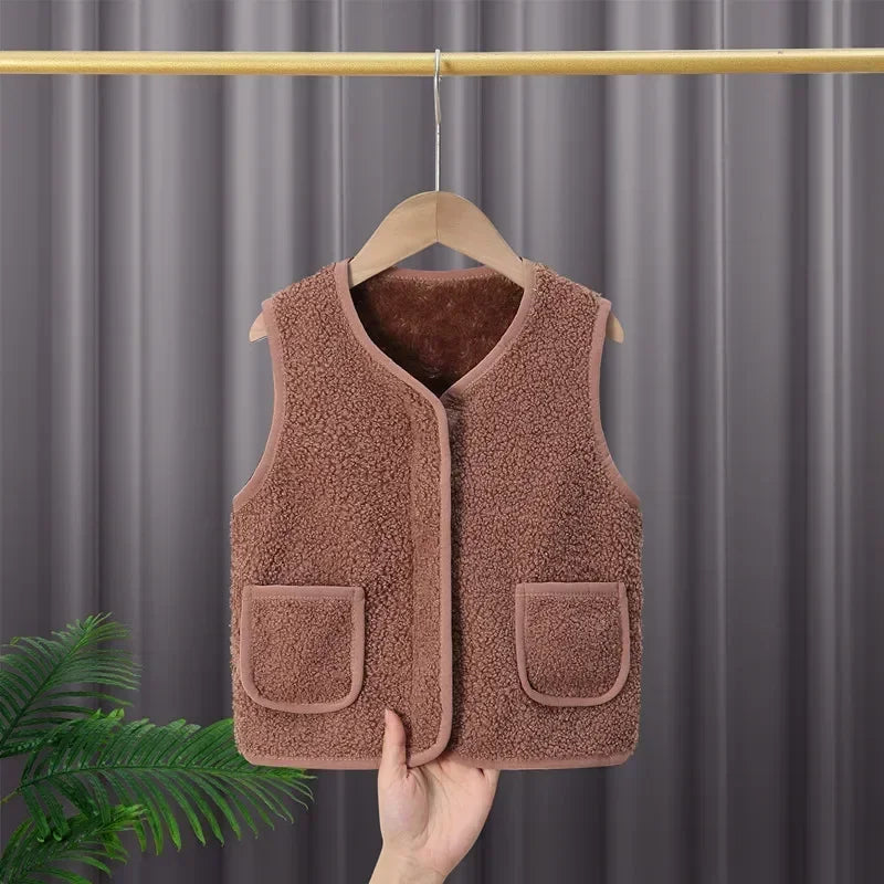 toddler girl winter clothes Autumn and Winter Children's New Lamb Velvet Vest Warm Vest for Infants and Girls toddler