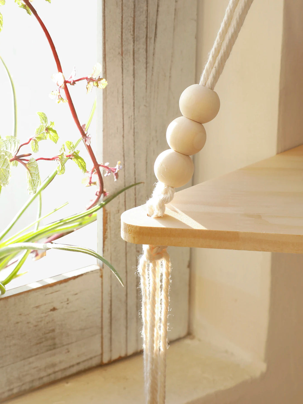 Macrame Hanging Shelf Boho Wall Hanging Handmade Rope Rustic Wood Floating Shelves Hanging Corner Wall Shelf Bedroom Decor Gifts