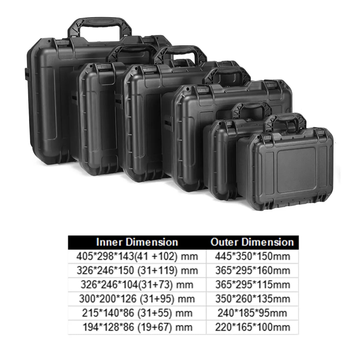 6Sizes Tool Box Waterproof Shockproof Sealed Tool Case Dustproof Safety Box ToolCase Bag For Cameras Precise Instrument Hardware