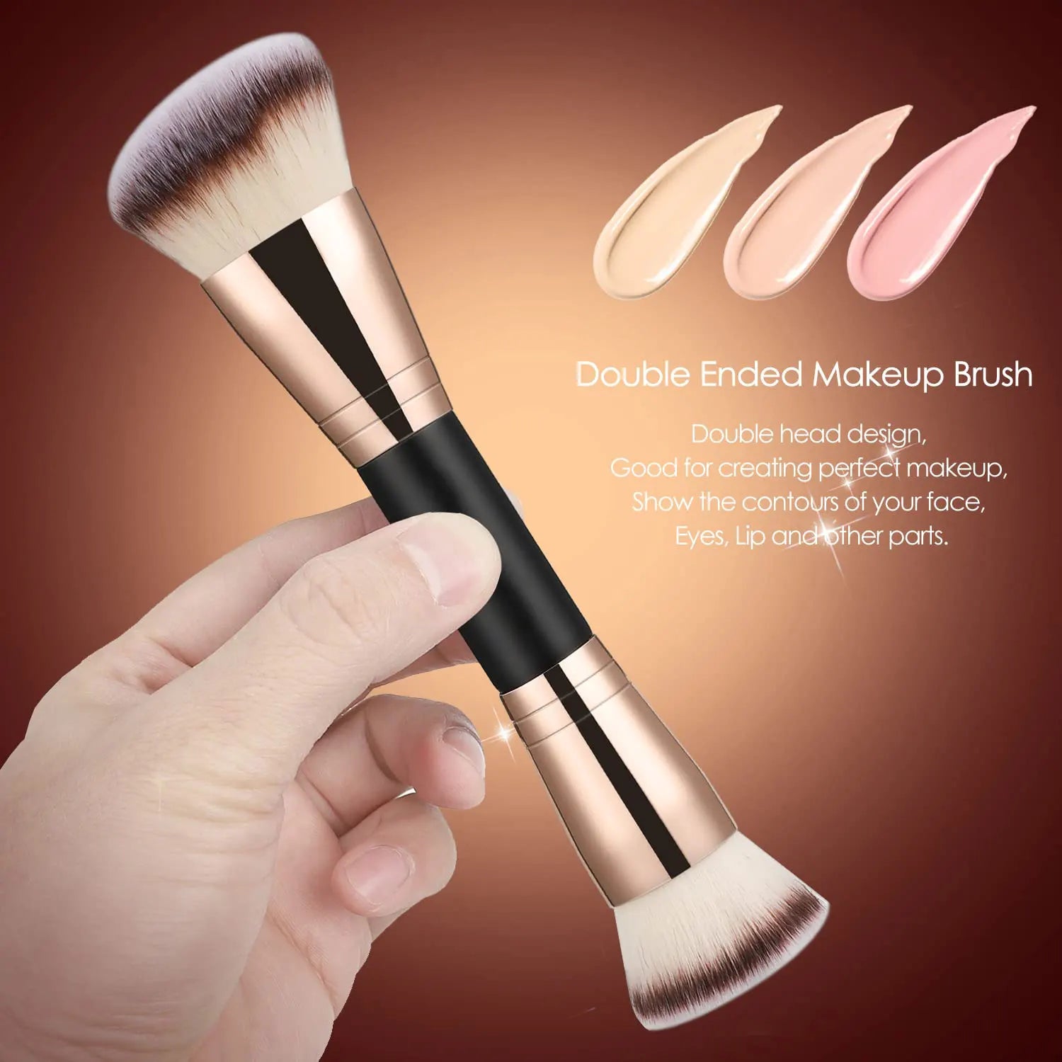 Foundation Makeup Brush, Double Ended Makeup Brushes For Blending Liquid Powder, Concealer Cream Cosmetics, Blush Brush