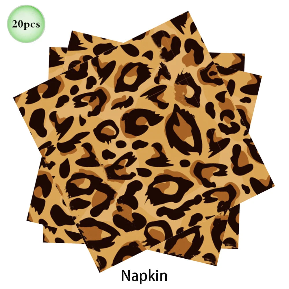 Woodland Animal Print Tablecloth Disposable Plates Napkins Cups Kids Jungle Safari Birthday Party Table Decoration & Accessories