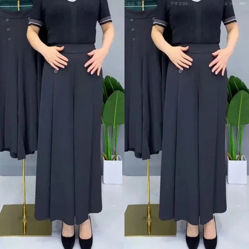 Summer Thin Wide Leg Pants Women Loose Mom Pants Drapey High End Anti-Wrinkle Premium Quality Long Trousers Female Garment