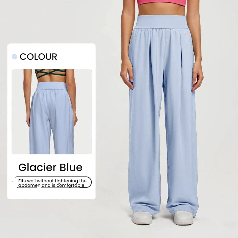 Women pants  Wide Leg High Waist Loose Trousers Summer Casual Yoga Pants  Draping Breathable Gym Lounge Pants Woman clothing