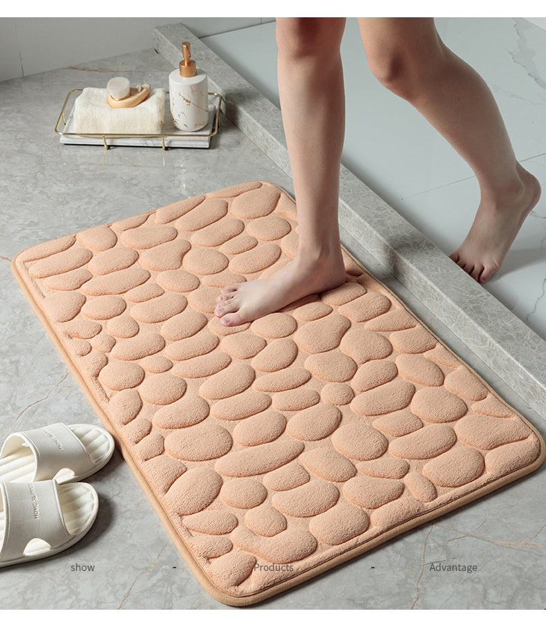 Mat Non-slip Carpets Cobblestone Embossed Bathroom Bath In Wash Basin Bathtub Side Floor Rug Shower Room Doormat Memory Foam