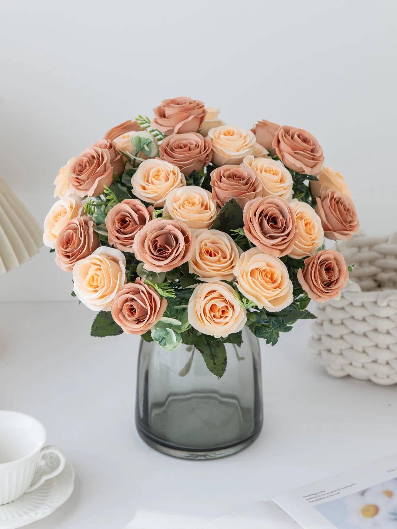 Artificial Flowers Nordic Rose Silk Wedding Home Bridal Bouquet Outdoor Courtyard Table Decoration Party DIY Gift Shooting Props