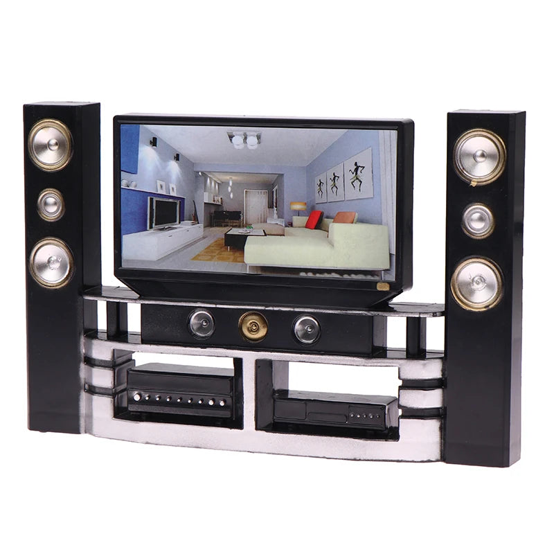 Dollhouse Audio TV Ornament in 1/12 Scale, Miniature Living Room Decor for Doll’s House, Micro Scene Toys