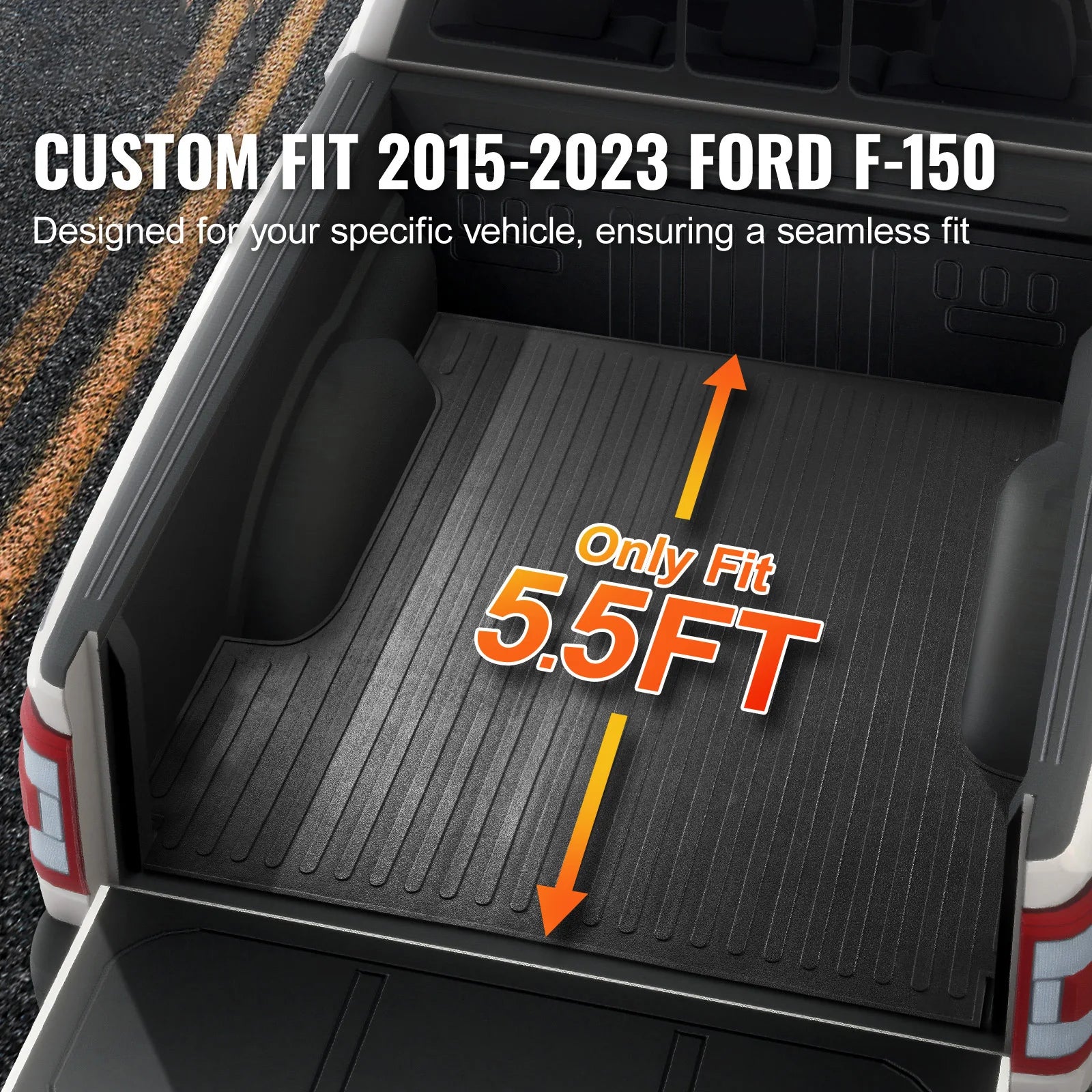 SucceBuy Truck Bed Mat Fits for 2015-2023 Ford F150 5.5 ft Short Bed 66.5"x64" Rubber Truck Bed Liner for All-Weather Protection