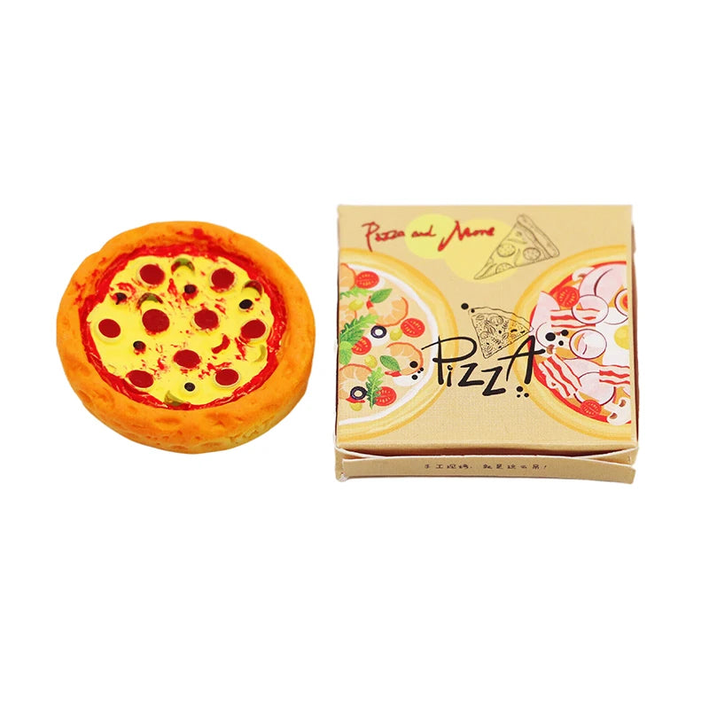 Dollhouse Takeaway Boxed Pizza 1:12 Dollhouse Miniature Simulation Kitchen Pizza Small Ornament Model DIY Kid Toy Accessories