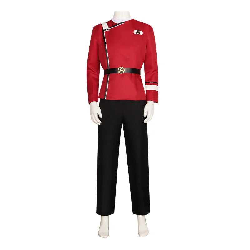 Anime World Hiking Role Playing Strange Costumes Captain Pike Red Jacket Top Pants Underwear Fleet Uniform Halloween Set Party