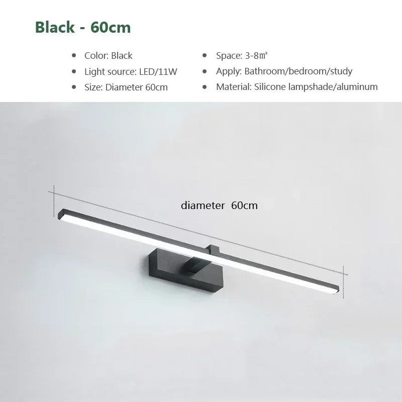 Modern LED Wall Lamp Bathroom Hardwares Sconce Three Colors Lights Aluminum Bathroom Bath Mirror Line Home Decor Light Fixture