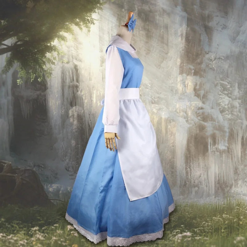 Halloween Masquerade Carnival Dress Up Party Outfits for Women Beauty and The Beast Belle Maid Uniform Dress Cosplay Costume