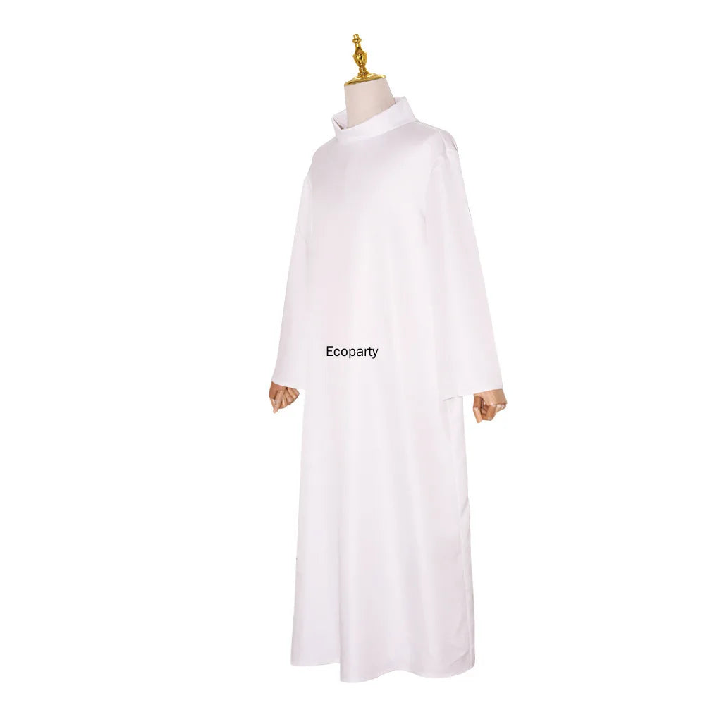 Adult Medieval Priest Costume Muslim Islamic Missionary White Long Robe Clergy Cosplay Outfits Halloween Carnival Party Clothes