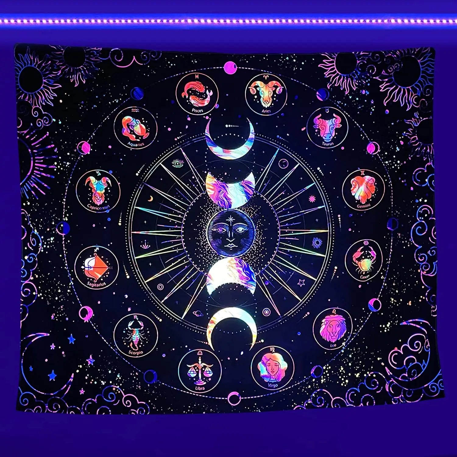 Fluorescent tapestry Wall hanging cloth Bedroom decoration psychedelic art poster