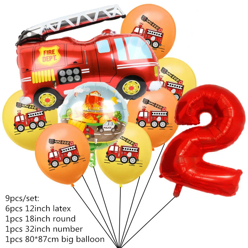 Fireman Sam Party Supplies Disposable Tableware Set Paper Plates Cups Tablecloth Fire Truck Birthday Party Decor Boys Baby Showe