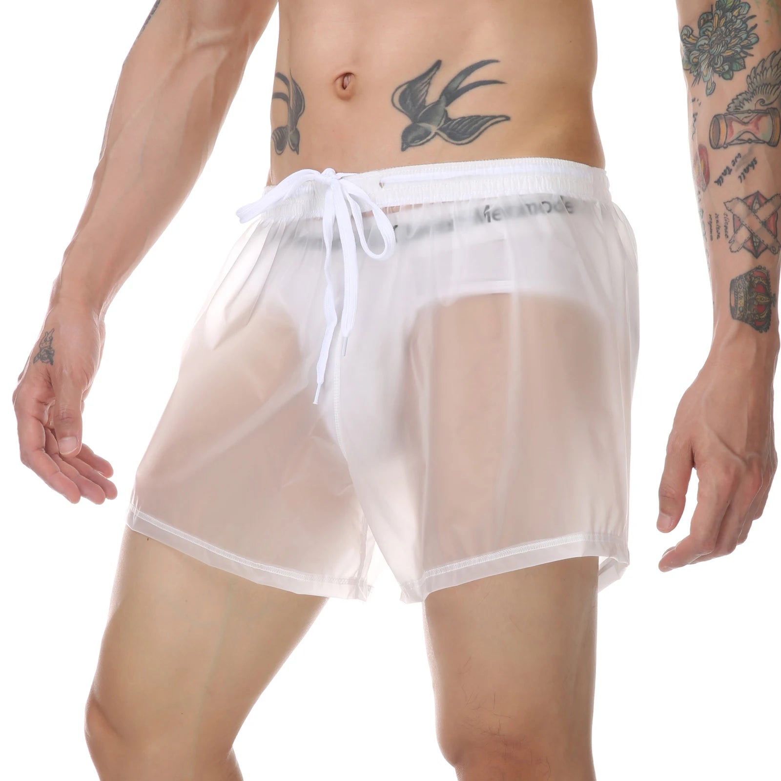 Men Beach Trunks Man Transparent Swimwear Sexy Swimming Swimsuit PVC Beachwear Shorts Boardshorts Bathing Suit Waterproof