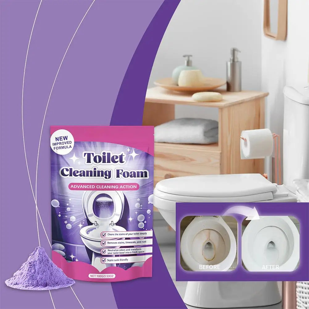 Household Toilet Cleaning Powder Powerful Descaling Stain Remover Odor Eliminator Fresh Fragrance Easy to Use