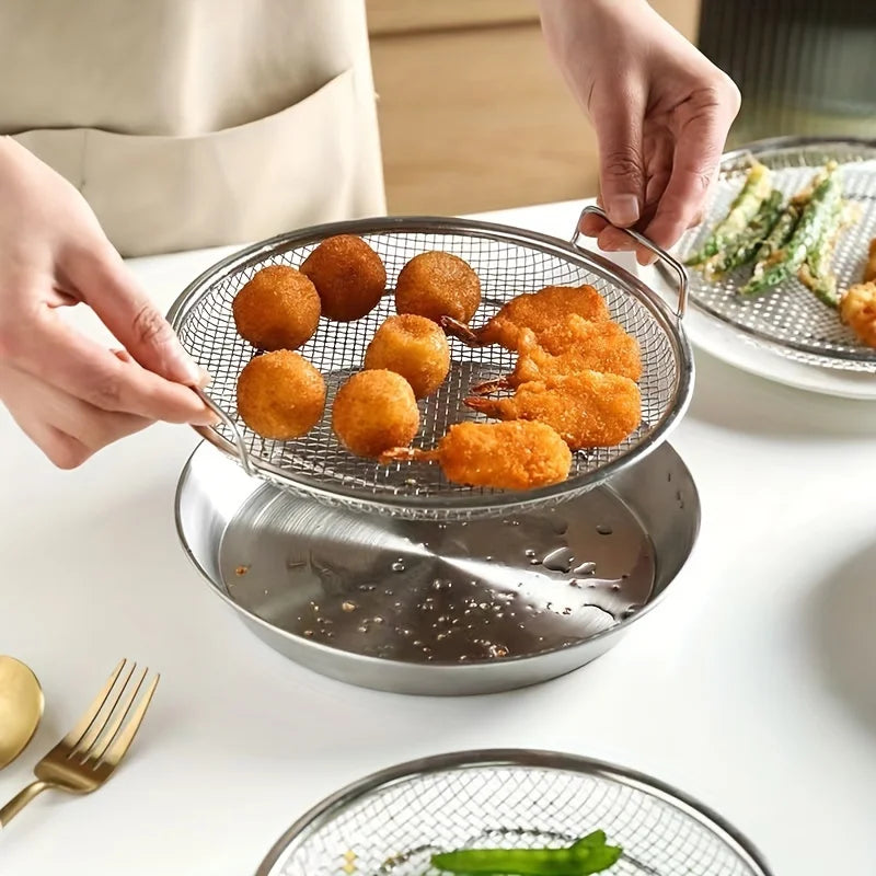 tainless Steel Filter Tray,Reusable Round Mesh Basket,Frying Grilling,Kitchen Strainer,Fruit vegetable water filter basket
