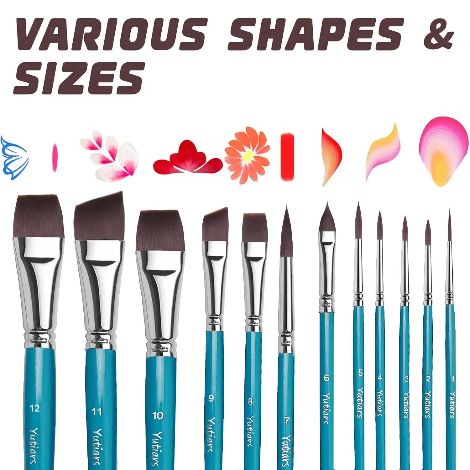12pcs Professional Face Painting Brush Set with Nylon Bristles, Wooden Handle, Versatile for Watercolor & Embossing