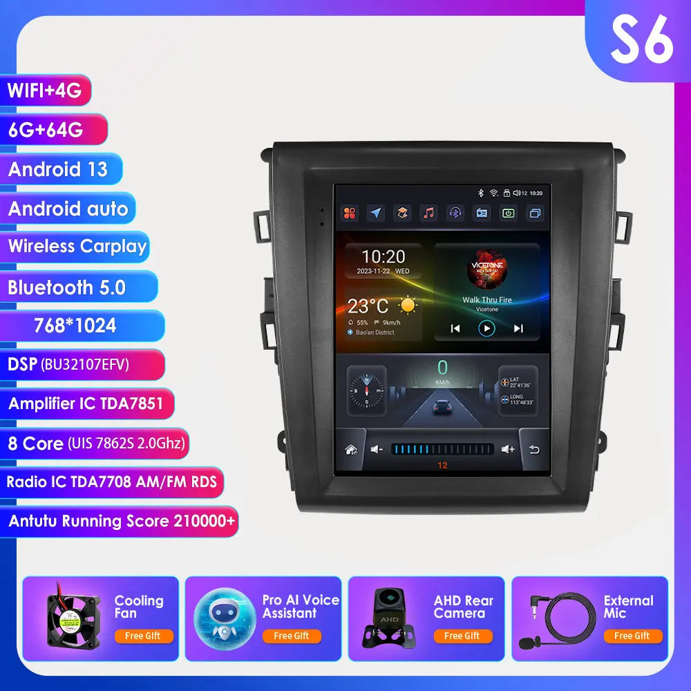 9.7"Carplay Android Auto Car radio for Ford Fusion Mondeo mk5 2013-2019 multimedia car intelligent systems GPS navi Screen Audio