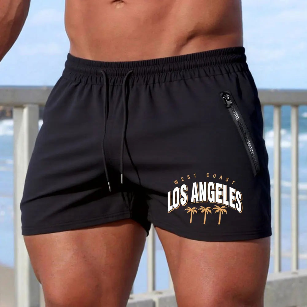 Men's Swimming Trunks Summer Gyms Fitness Bodybuilding Coconut Tree Print Beach Shorts Boxer Trunks Men Running Sport Sportwaer