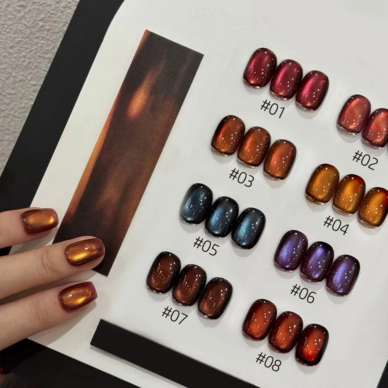 10ML 1-10PCS Sunrise Cat Eye Nail Glue Popular Winter Red Colors Silk Glass Bead Chasing Light Magnet Cat Eye Nail Polish Gel
