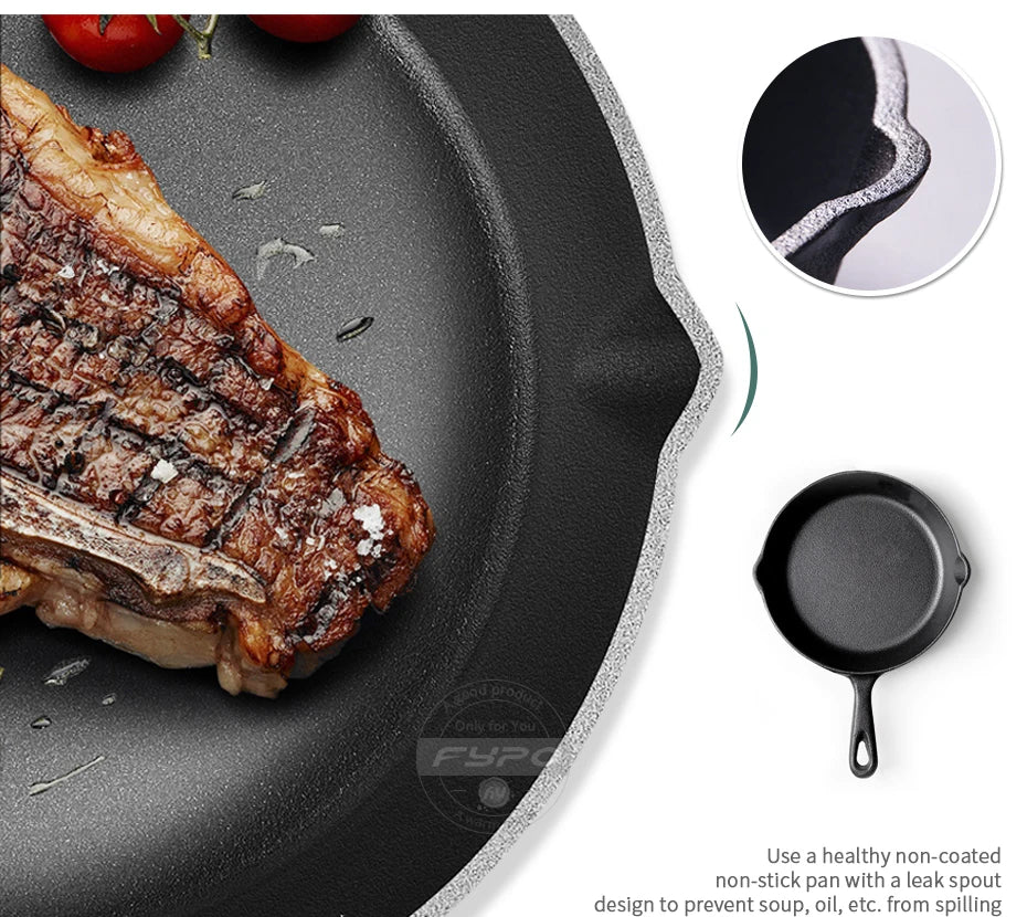 Cast Iron Frying Pan,14/16/20cm Non-stick Skillet Kitchen Fry Pot Breakfast Pan Omelette Pancake Pot Induction Cooking Cookware
