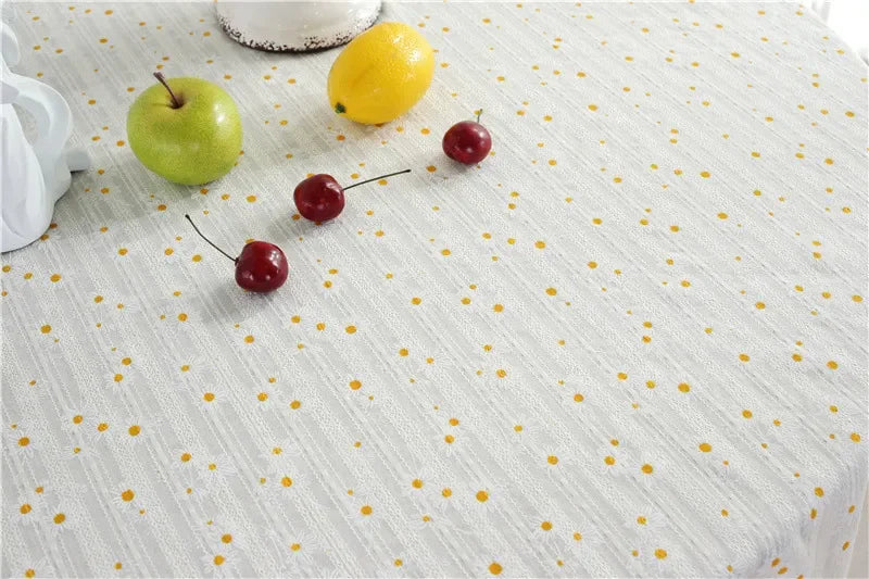 Circular Table Cover for Kitchen Dinning Room Tabletop Decor Round Tablecloth Cotton Table Cloth with Tassel Dust-Proof Floret