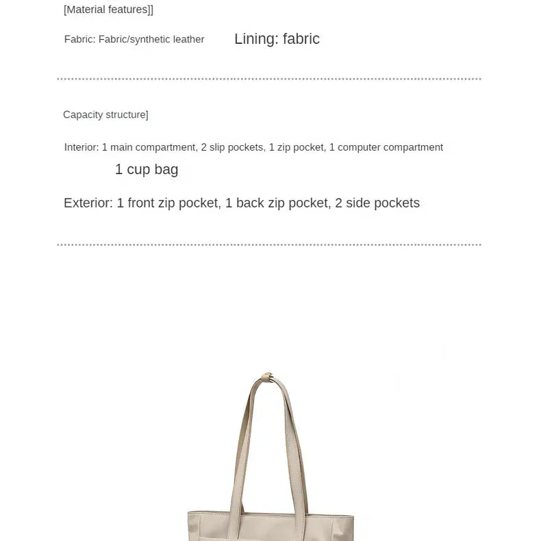GOLF Women's Shoulder Bag Urban Commuter Large Capacity Computer Tote Bag Lightweight Travel Simple Design for College Students